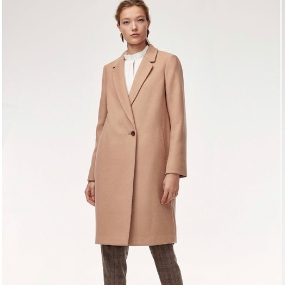Babaton Womens Stedman Alpaca Wool Coat XXS Brown Long Quiet Luxury Minimalist